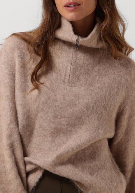 MODSTRÖM Pull KANEMD ZIP T-NECK en beige - large