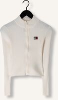 TOMMY JEANS Pull TJW ZIP THRU BADGE CARDIGAN en blanc TOMMY JEANS Pull TJW ZIP THRU BADGE CARDIGAN en blanc - medium