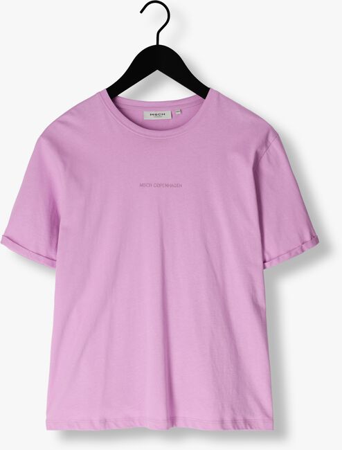 Paarse MSCH COPENHAGEN T-shirt MSCHTERINA ORGANIC SMALL LOGO TEE - large