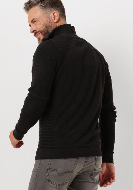 Zwarte CAST IRON Trui HALF ZIP COLLAR COTTON HEATHER PLATED HALF ZIP - large