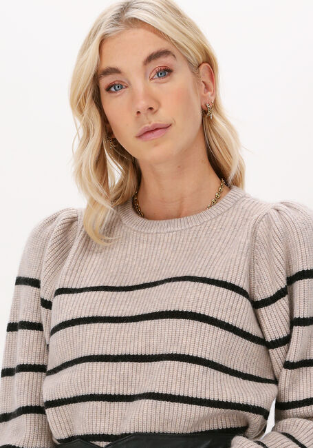 CO'COUTURE Pull ROW STRIPE PUFF KNIT Sable - large