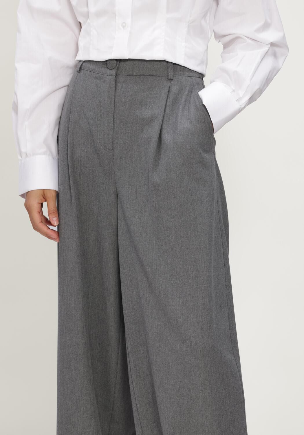 Grijze JANICE Broeken/jumpsuits BROEK RECHTE WIJDE PIJP - large