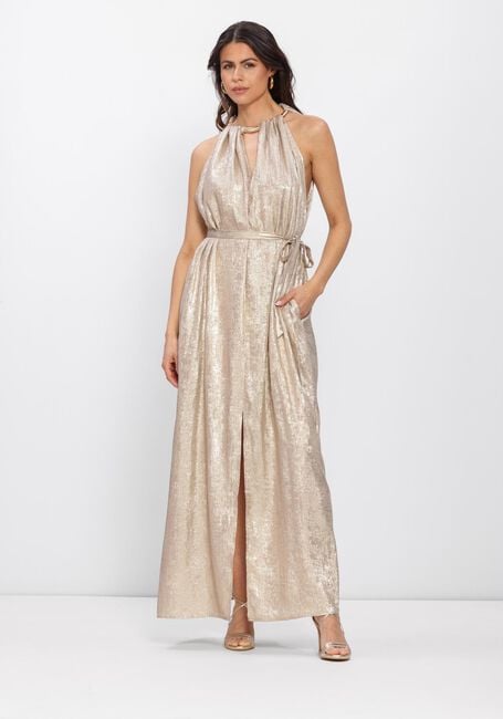 Beige DANTE6 Maxi jurk HEAVENLY METALLIC HALTER DRESS - large