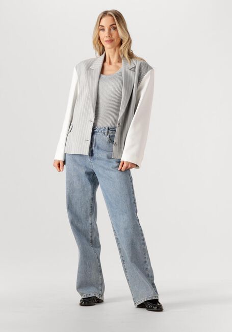 Grijze ALIX THE LABEL Blazer LADIES WOVEN PINSTRIPE CROPPED BLAZER - large