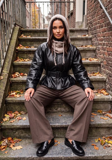 Zwarte NEO NOIR Leren jas JACLYN FAUX LEATHER JACKET - large