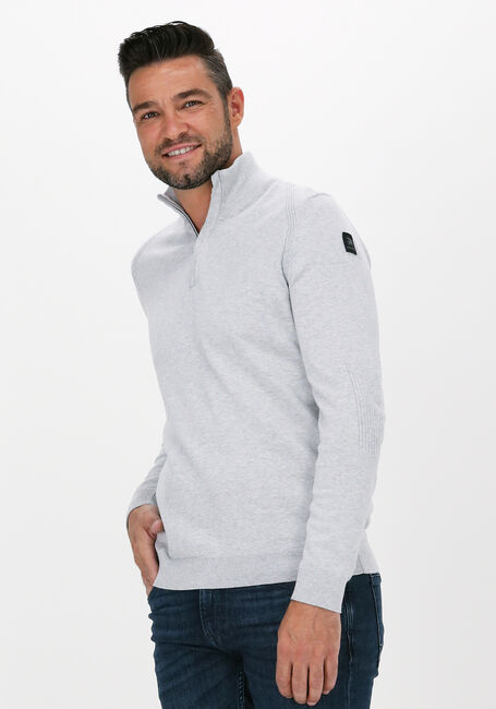 Lichtgrijze VANGUARD Sweater HALF ZIP COLLAR COTTON MELANGE - large