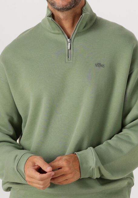LACOSTE Chandail LOOSE FIT ZIP NECK FLEECE SWEATSHIRT en vert - large