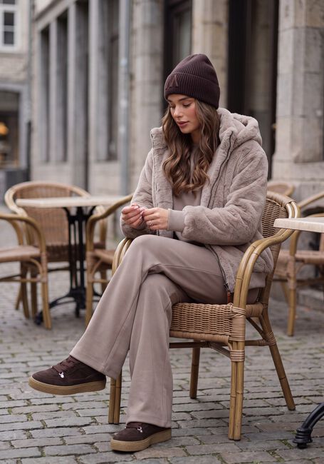 Taupe MOSCOW Faux fur jas 08-08-EVELYN-4 - large