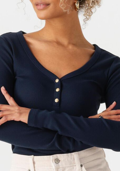 TOMMY HILFIGER Haut SLIM HENLEY GB SCOOP-NK LS Bleu foncé - large