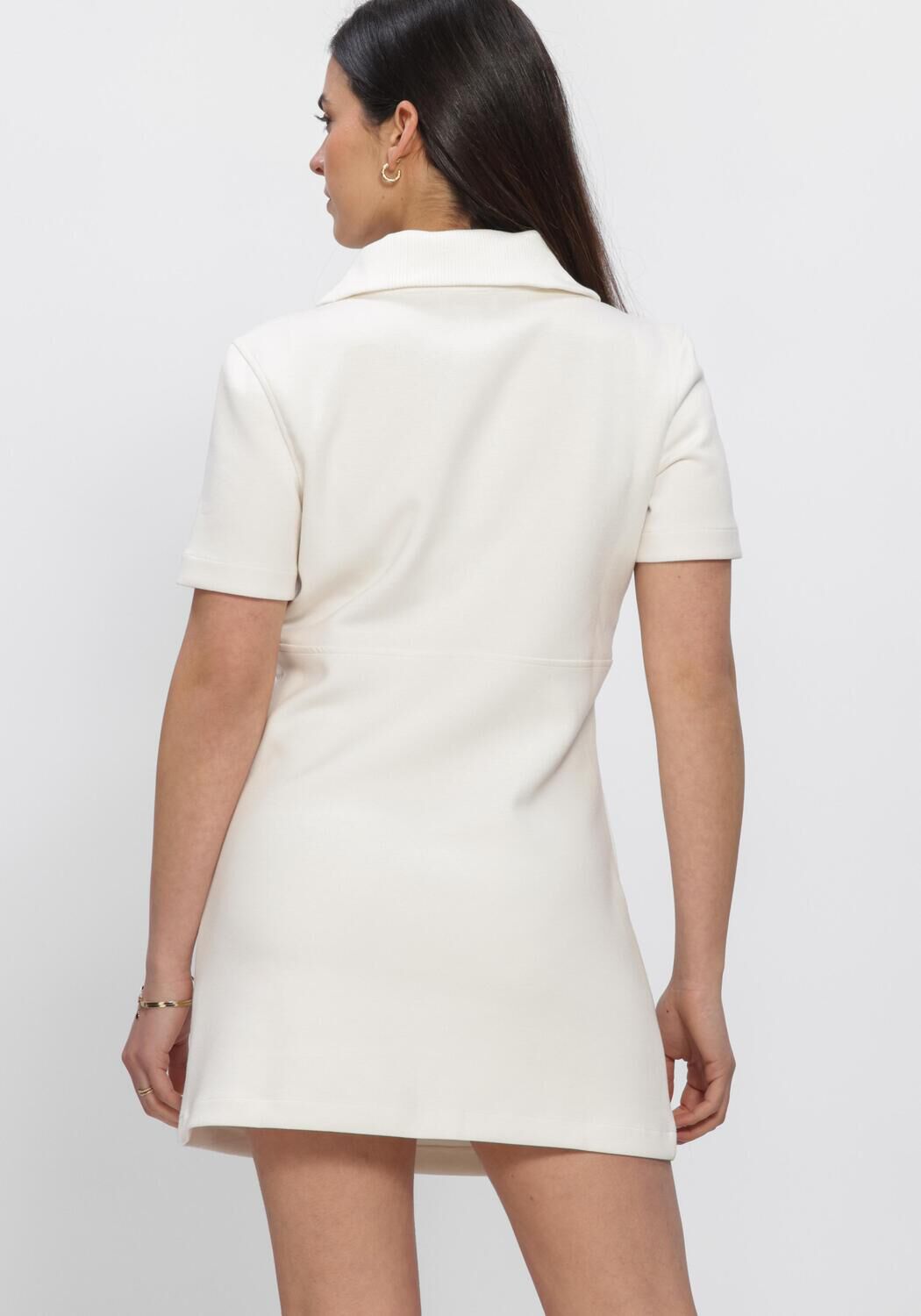 Ecru CALVIN KLEIN Mini jurk SS SPACER MIXED MEDIA RIB MOCK - large