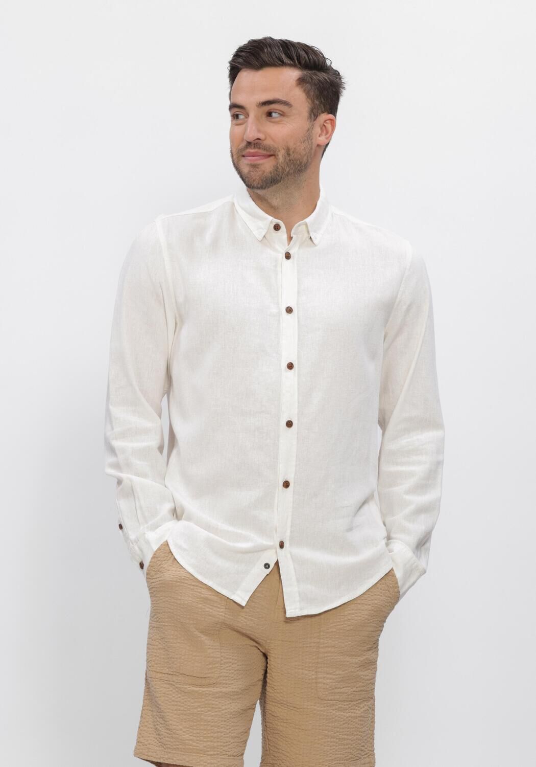 ANERKJENDT Chemise d&eacute;contract&eacute; AKLEIF COT/LINEN/VIS L/S SHIRT &Eacute;cru - large