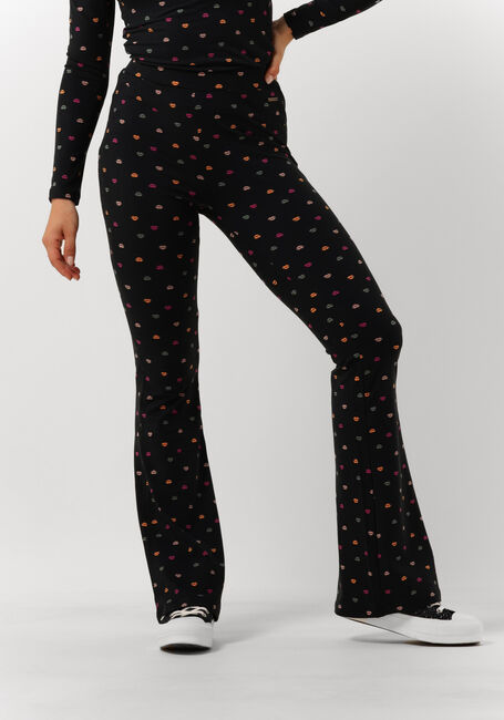 Zwarte COLOURFUL REBEL Flared broek LIPS PEACHED FLARE PANTS - large