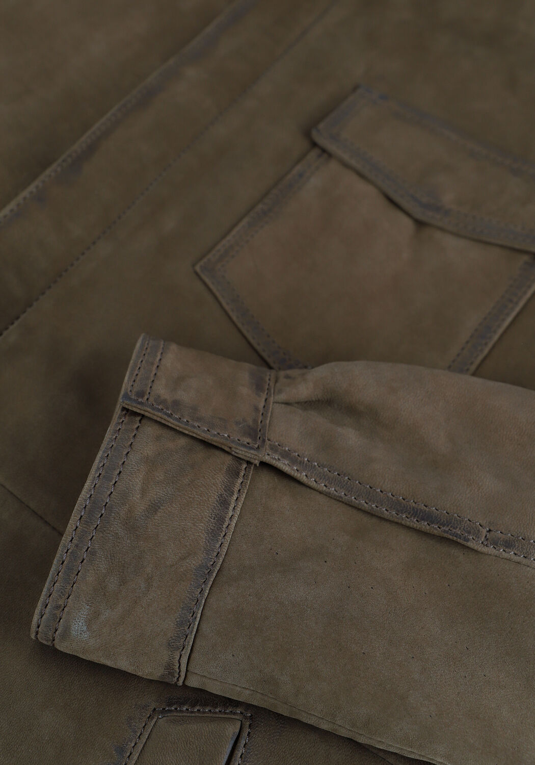 GOOSECRAFT Veste en cuir GC SIN CITY NUBUCK OVERSHIRT en vert - large