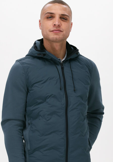 Blauwe CAST IRON Gewatteerde jas HOODED JACKET TECH JERSEY INTERLOCK - large