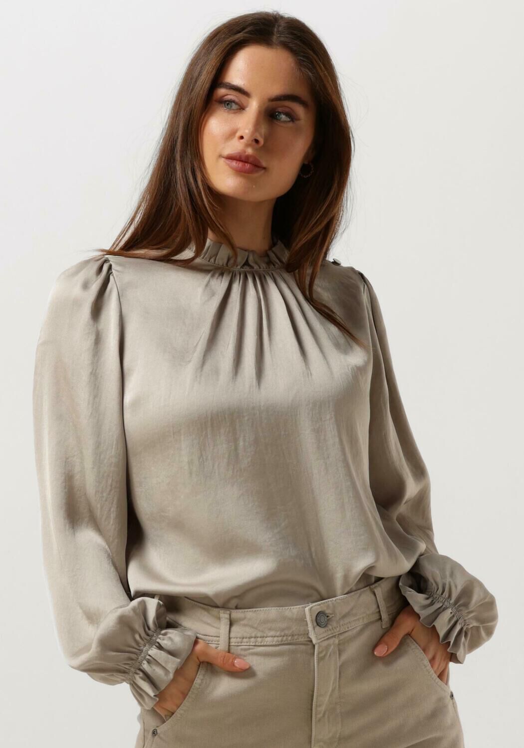 groene summum blouse top puffy sleeves silky touch