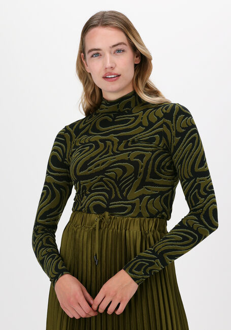 SCOTCH & SODA T-shirt PRINTED LONG-SLEEVED HIGH NECK en vert - large