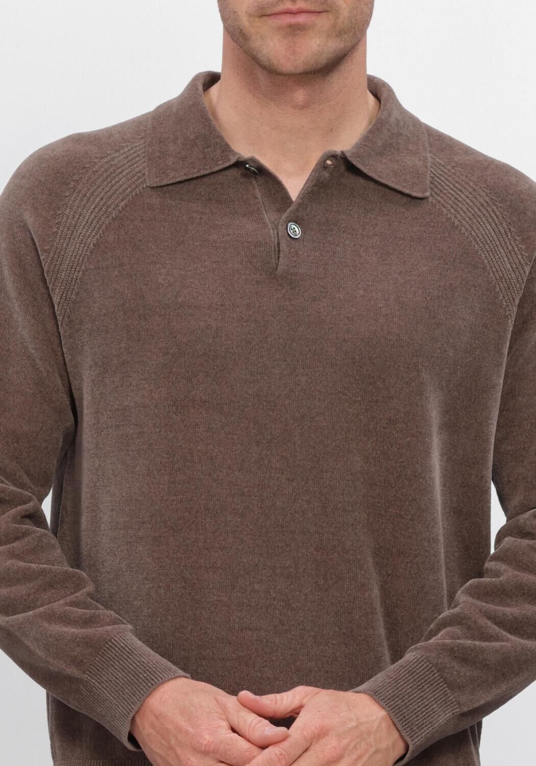 Bruine PROFUOMO Trui POLO LS CHENILLE - large