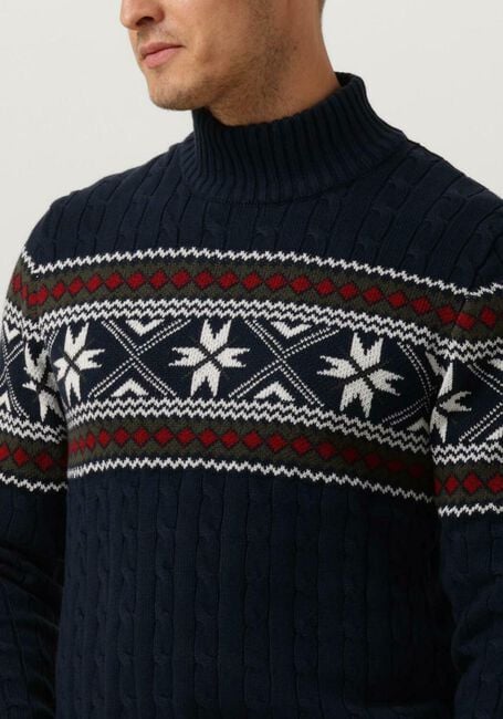 SELECTED HOMME Col roulé SLHFLAKE LS KNIT CABLE HIGH NE Bleu foncé - large
