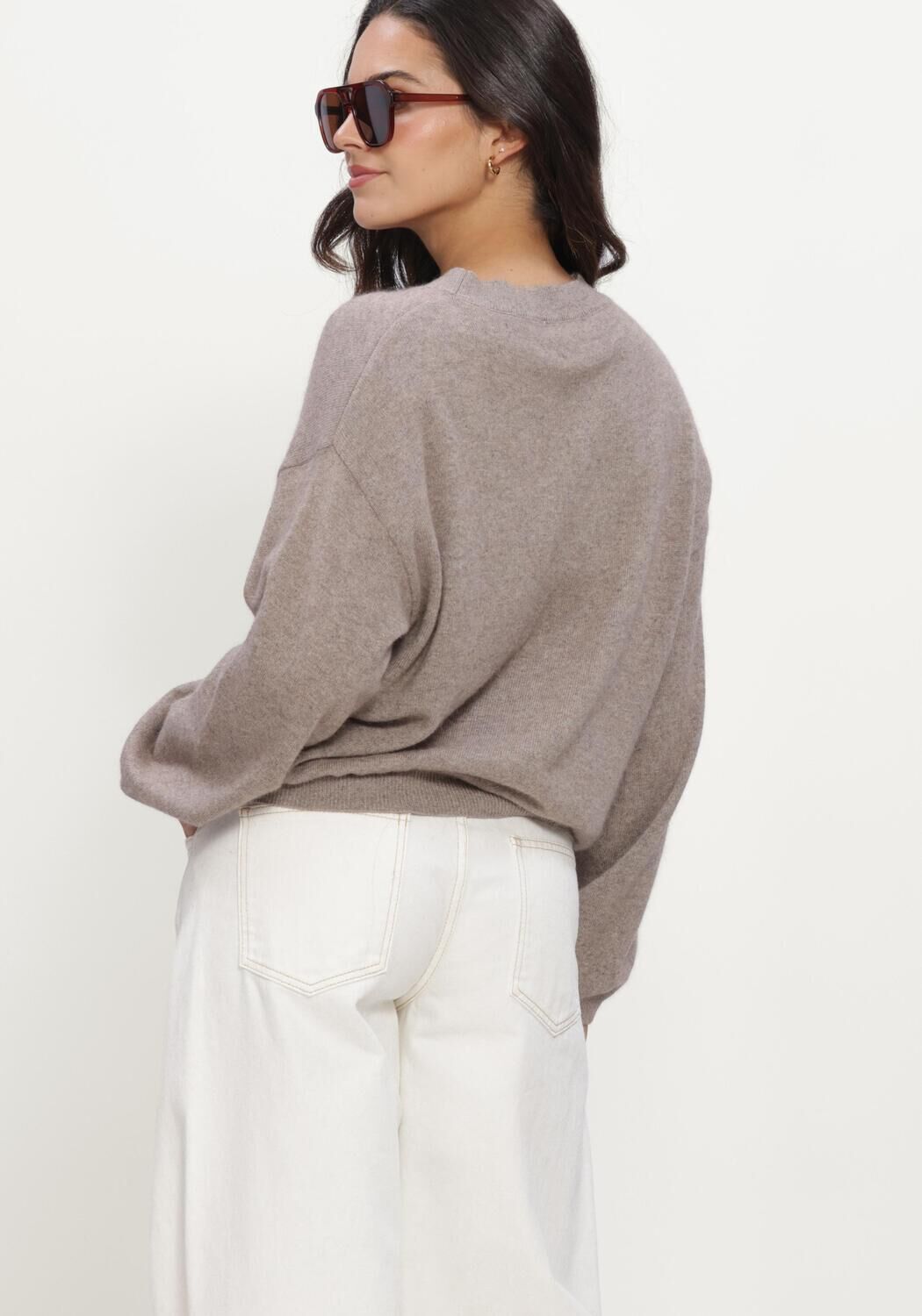 TWNS Pull LONG PUFFED SLEEVES ROUND NECK JUMPER en taupe - large