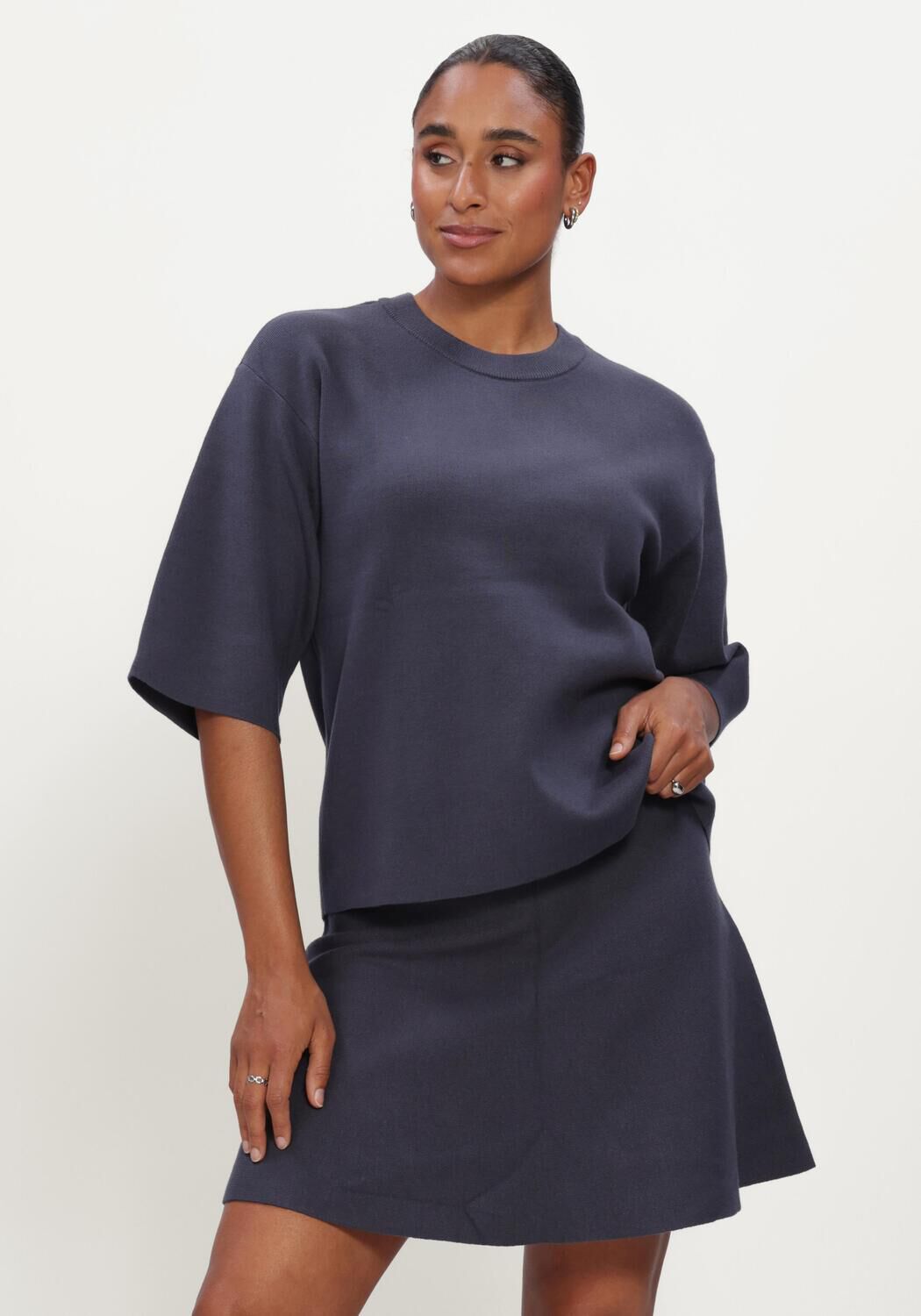 Donkerblauwe MSCH COPENHAGEN Trui MSCHAGATHA EAST 3/4 PULLOVER - large