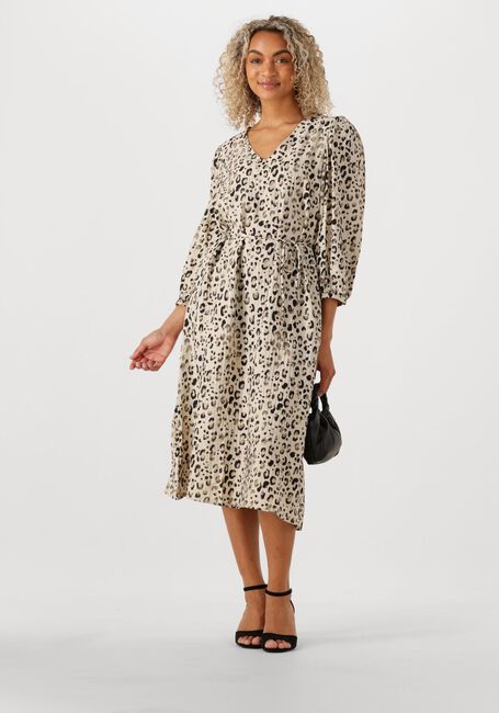 MSCH COPENHAGEN Robe midi MSCHALYONA VLORA 3 4 DRESS AOP en beige - large