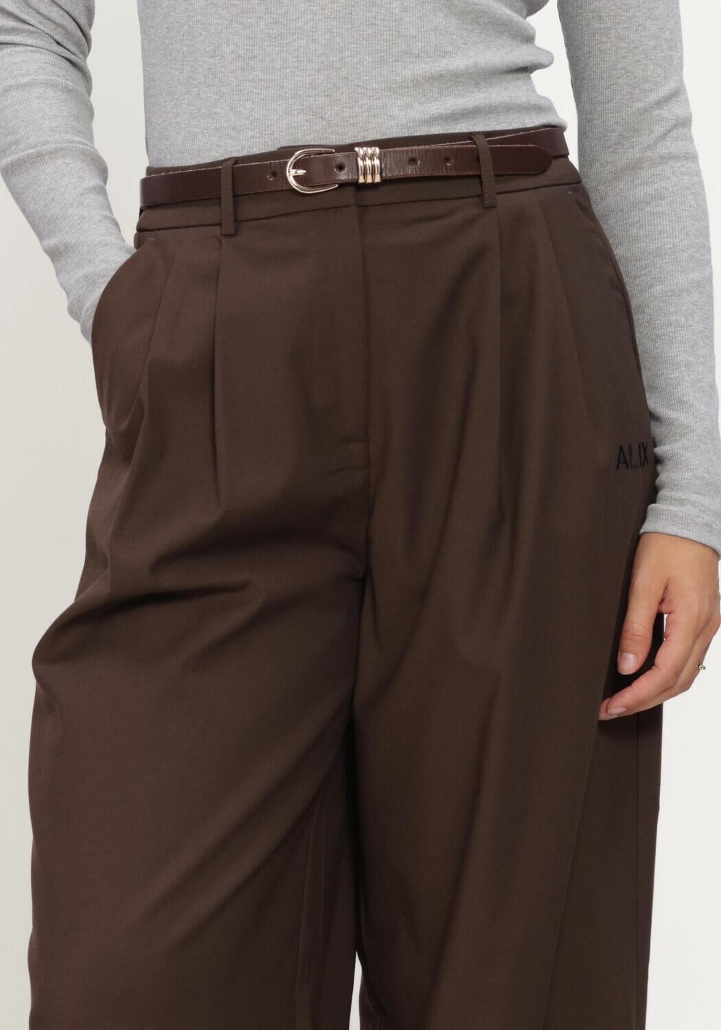 Bruine ALIX THE LABEL Wijde broek LADIES WOVEN WIDE LEG PANTS - large