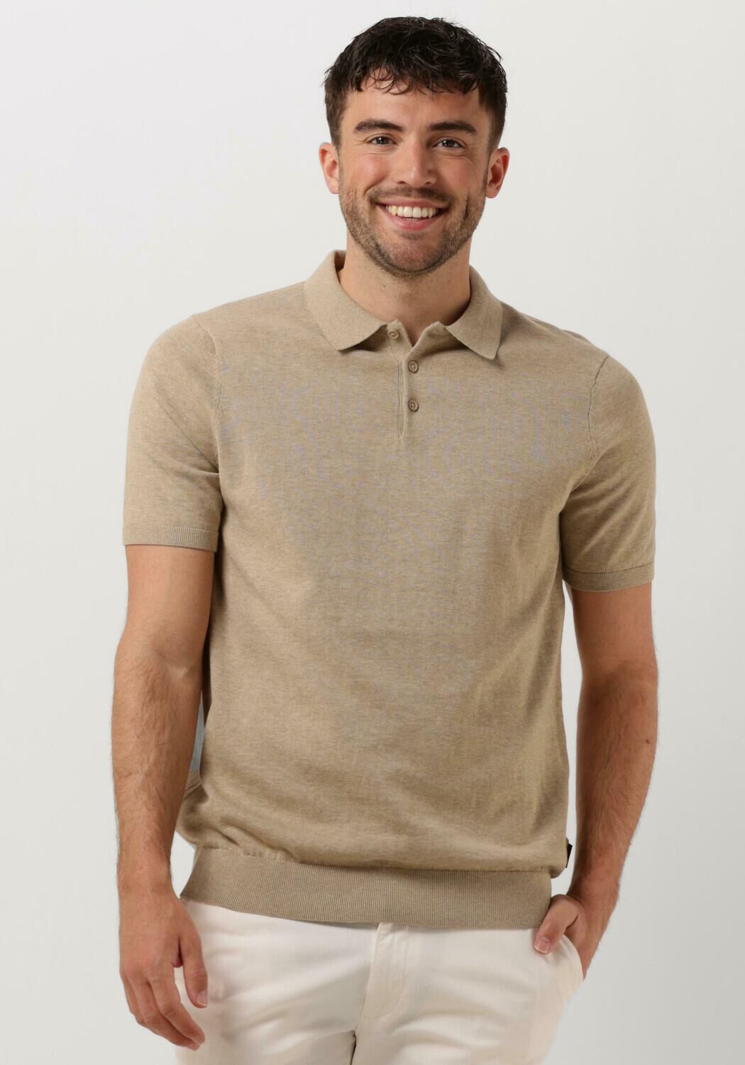 Beige polo heren top