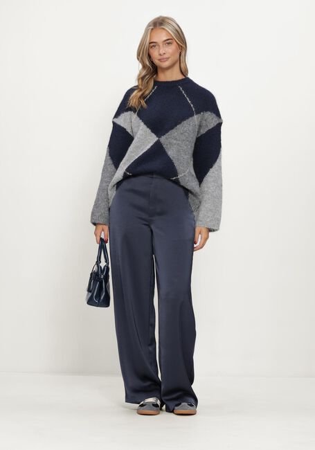 NEO NOIR Pull INGA CHECK FLUFF KNIT BLOUSE Bleu fonc&eacute; - large