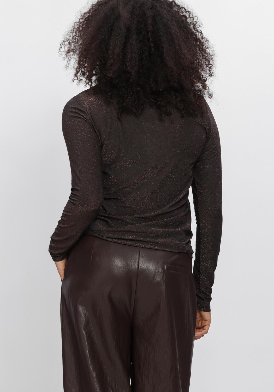 SUMMUM Haut BASIC TEE SOFT LUREX JERSEY en marron - large