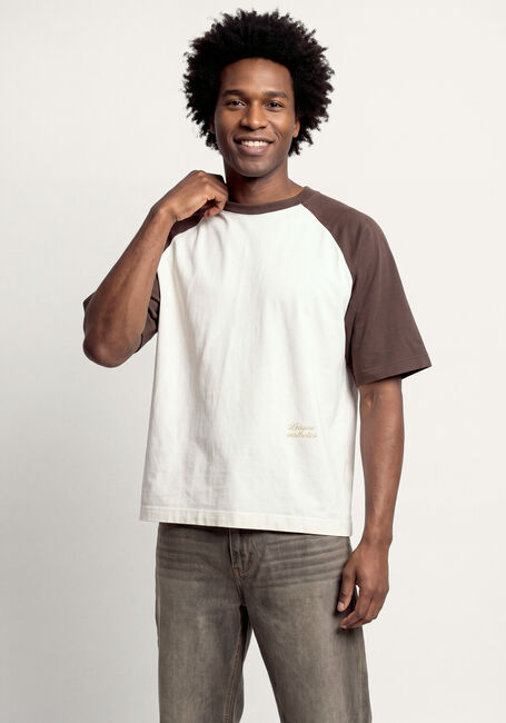 Witte POCKIES T-shirt L.A. PETANQUE RAGLAN TEE - CHOCOLATE O/W - large