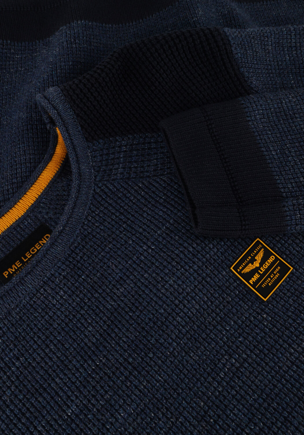 PME LEGEND Pull R-NECK COTTON RIB MELEE KNIT en bleu - large