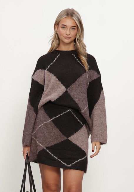 NEO NOIR Pull INGA CHECK FLUFF KNIT BLOUSE en marron - large