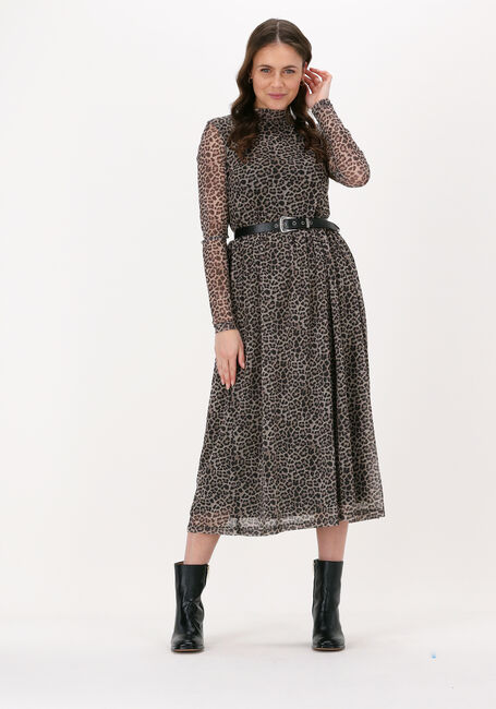 NA-KD Robe midi RECYCLED LS MESH DRESS en beige - large