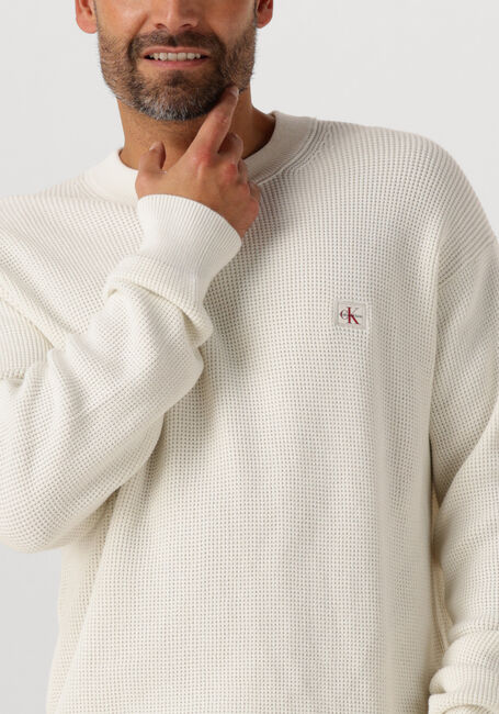 CALVIN KLEIN Pull LS EZ COTTON WAFFLE CREWNK SWTR 9 Écru - large