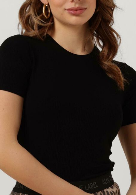 Zwarte ALIX THE LABEL T-shirt LADIES KNITTED RIB T-SHIRT - large