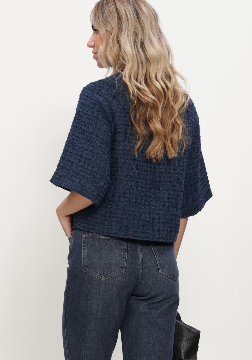 Donkerblauwe NEO NOIR Jack ROSELLA BOUCLE MINI JACKET - large