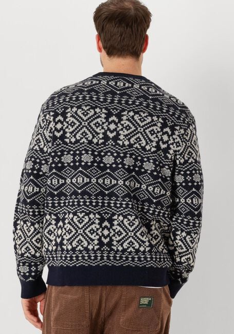 Donkerblauwe SELECTED MEN Trui SLHHOLGER LS KNIT JAQUARD CREW NECK - large