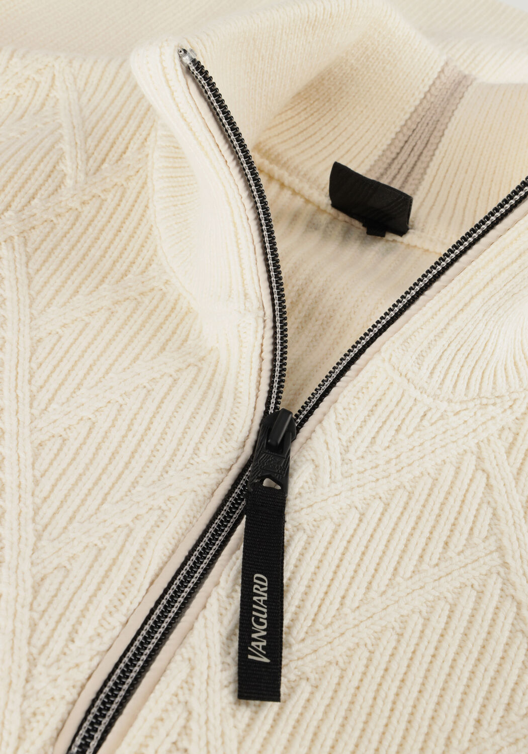 Beige VANGUARD Trui HALF ZIP COLLAR COTTON NYLON - large