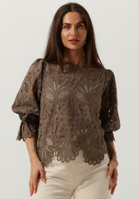 Taupe NEO NOIR  ADELA EMBROIDERY BLOUSE - large