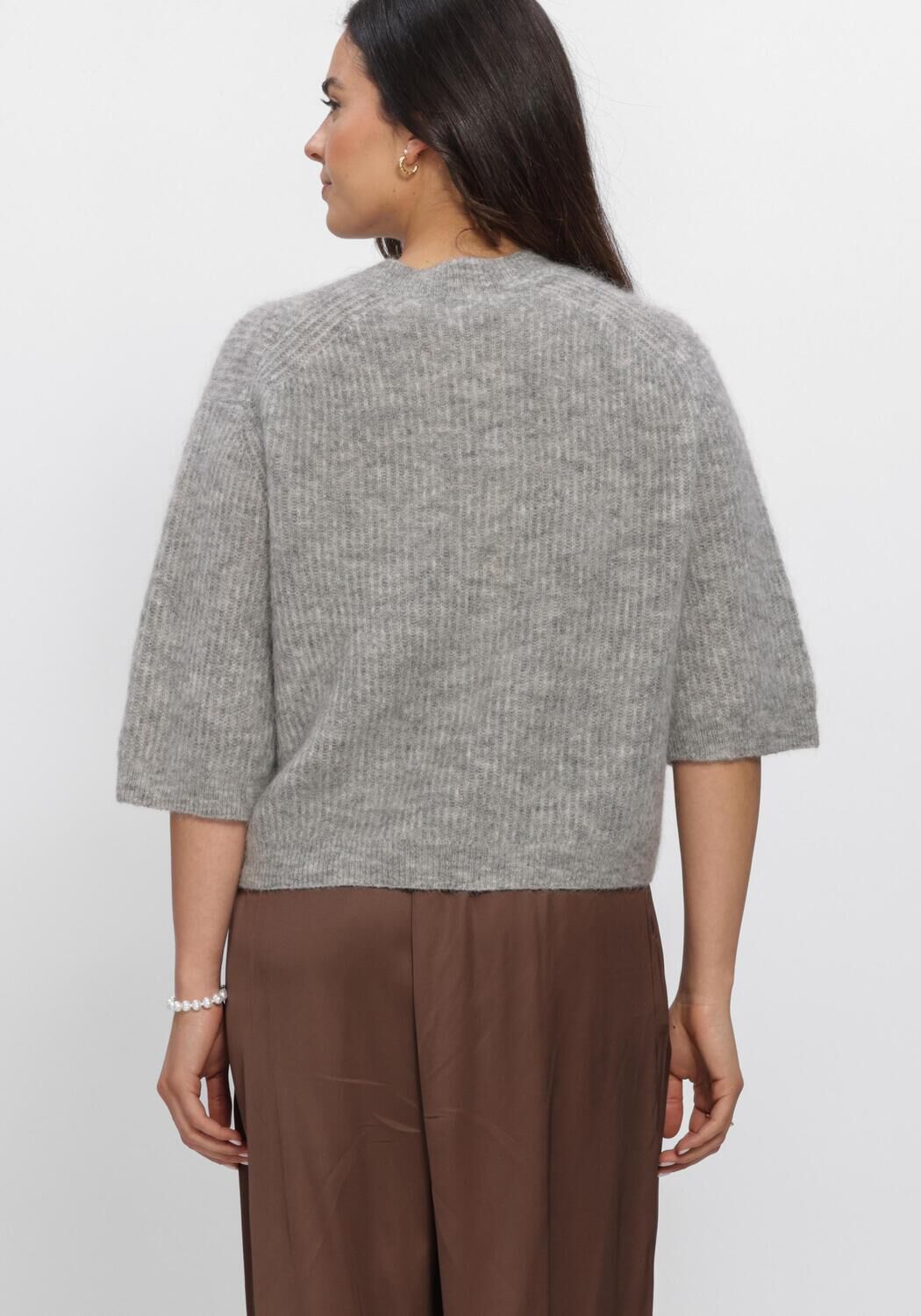 Grijze SECOND FEMALE Vest ANDREA KNIT RIB CARDIGAN - large