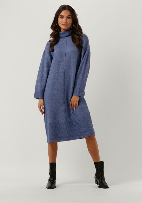 Blauwe OBJECT Midi jurk ABBIE L/S KNIT DRESS - large