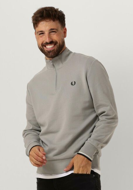 Beige FRED PERRY Sweater HALF ZIP SWEATSHIRT - large