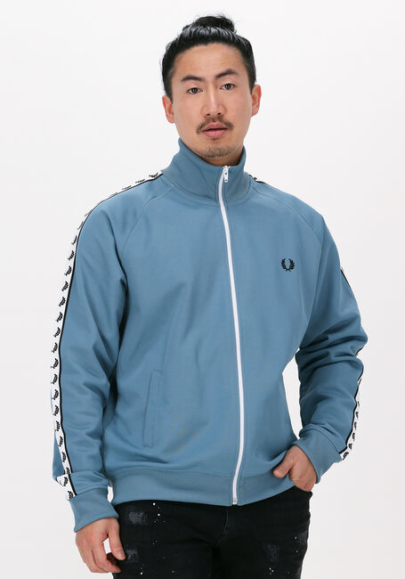 Blauwe FRED PERRY Vest TAPED TRACK JACKET - large