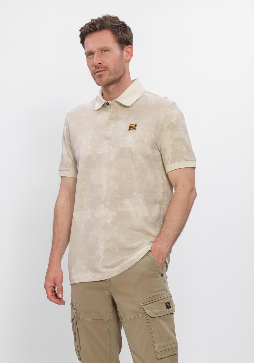 PME LEGEND Polo SHORT SLEEVE POLO PRINTED TWO TONE PIQUE en beige - large