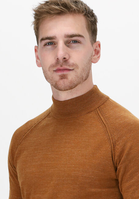 CAST IRON Pull MOCK NECK SLIM FIT COTTON HEAT en cognac - large