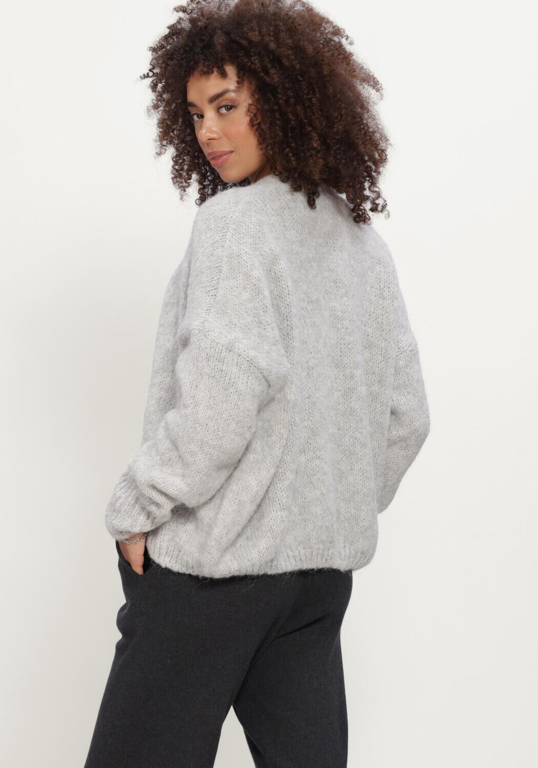 Lichtgrijze KNIT-TED Vest BECKY CARDIGAN - large
