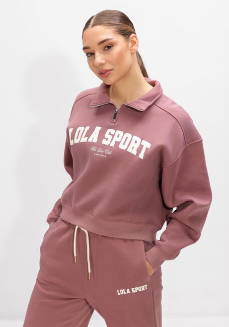 THE LOLA CLUB Pull JAYLA HALF ZIP SWEATER en rose - large