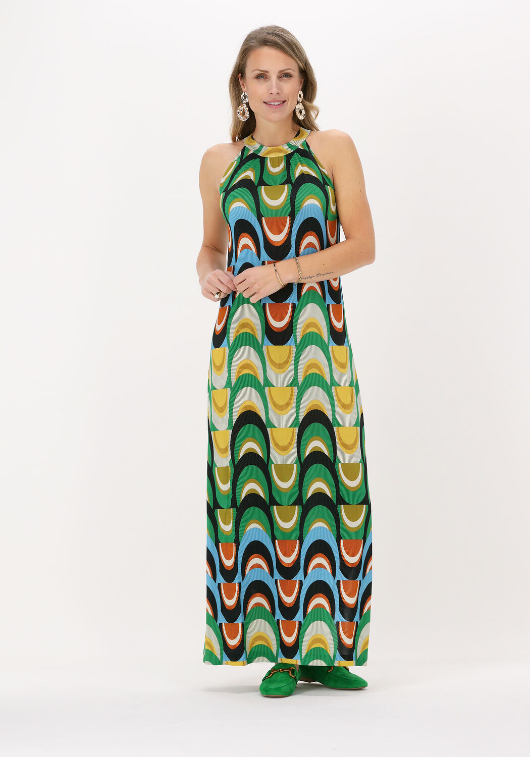 Groene ANA ALCAZAR Maxi jurk LONGDRESS OKOTEX 100 Omoda