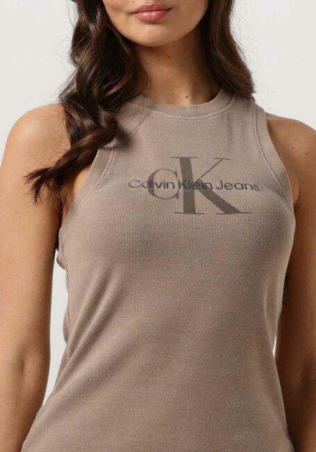 CALVIN KLEIN Mini robe INERAL DYE RIB TANK DRESS en taupe - large