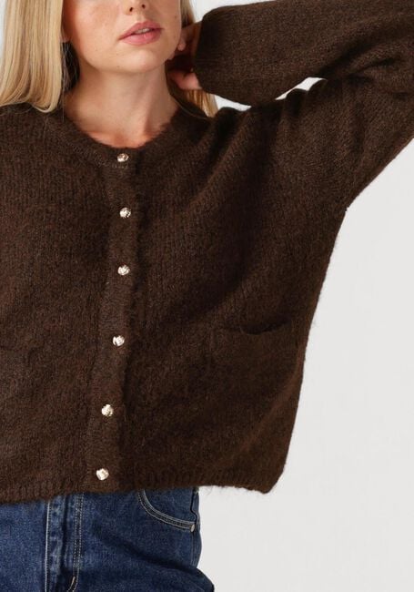 OBJECT Gilet OBJSAGGIA RE L/S KNIT CARDIGAN en marron - large